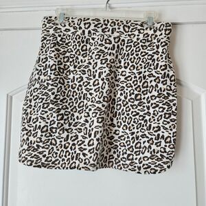 Nine West Mini Skirt Women Small Animal Print Cheetah Knit Comfy Pockets Active